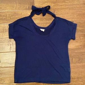 Urban Outfitters Navy Tie Blouse